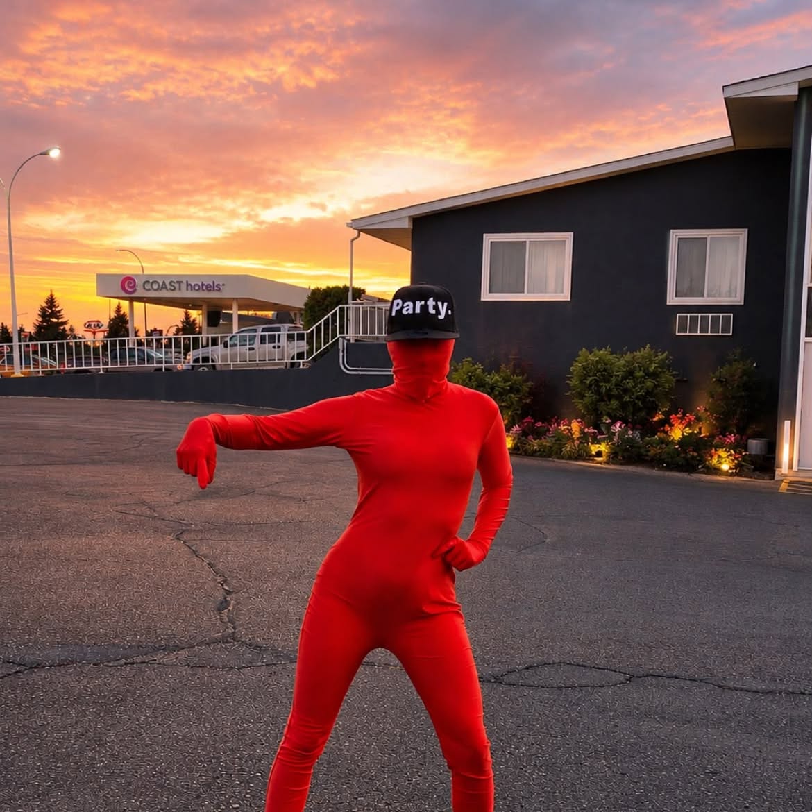 A vivid sunset behind a Party. friend